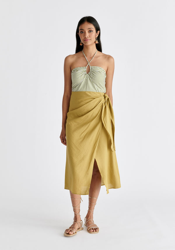 paisie Linen Blend Wrap Skirt