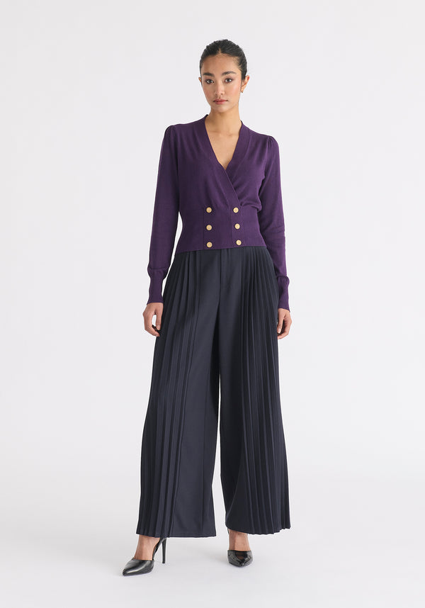 Paisie Long Sleeve Knitted Button Wrap Top