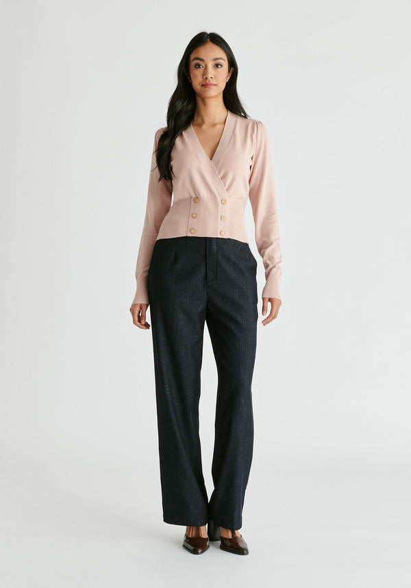 Paisie Long Sleeve Knitted Button Wrap Top