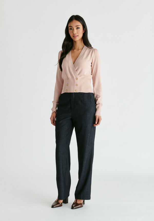 Paisie Long Sleeve Knitted Button Wrap Top