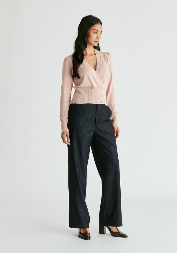 Paisie Long Sleeve Knitted Button Wrap Top