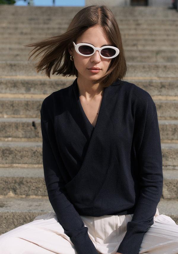 paisie Long Sleeve Knitted Wrap Top