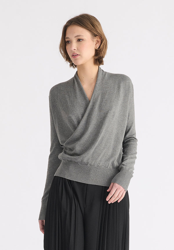 paisie Long Sleeve Knitted Wrap Top