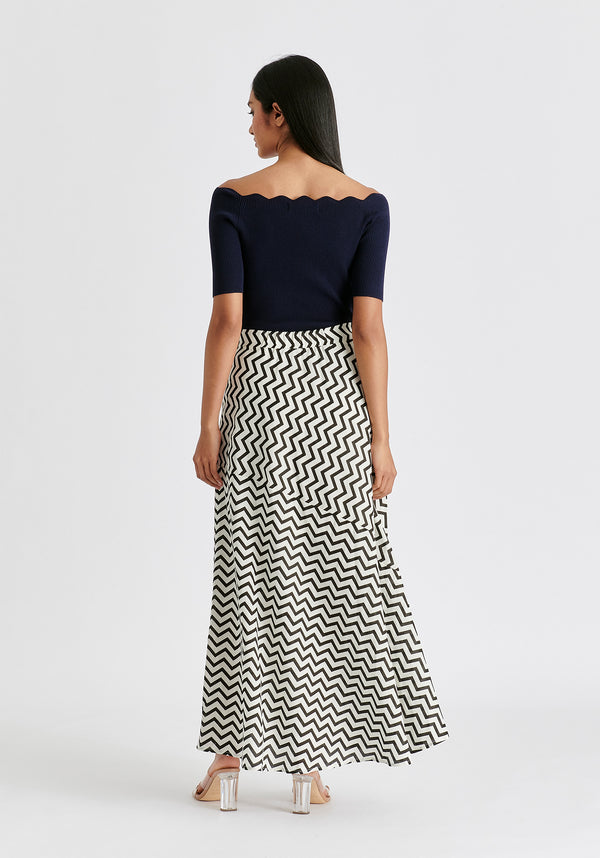 Paisie Maxi Skirt In Zigzag Pattern