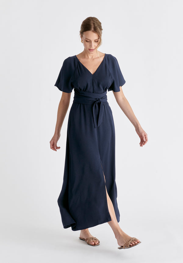 Paisie Maxi Waist Tie Dress