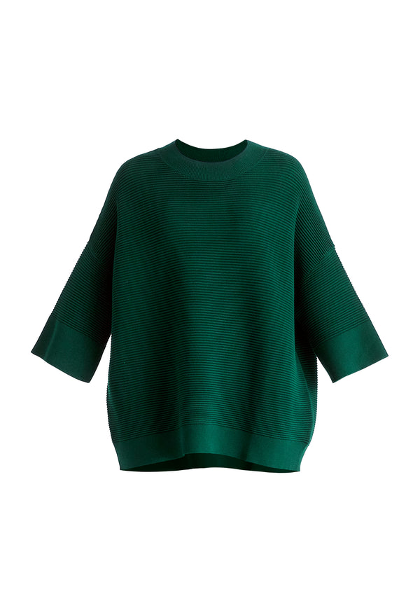 Paisie Mock Neck Cropped Sleeve Ribbed Jumper