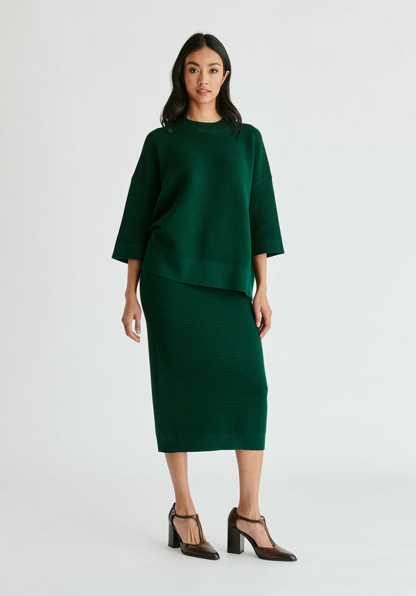 Paisie Mock Neck Cropped Sleeve Ribbed Jumper