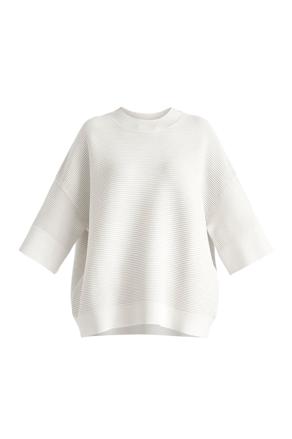 Paisie Mock Neck Cropped Sleeve Ribbed Jumper