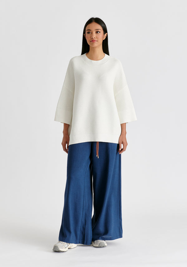 Paisie Mock Neck Cropped Sleeve Ribbed Jumper