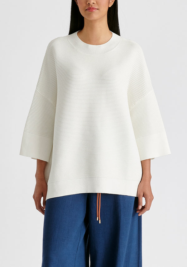 paisie Mock Neck Cropped Sleeve Ribbed Jumper
