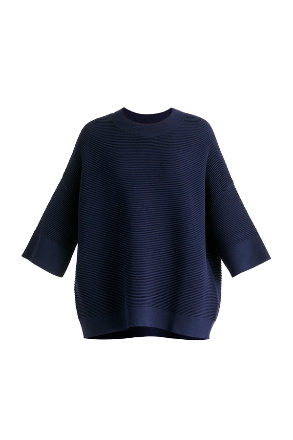 Paisie Mock Neck Cropped Sleeve Ribbed Jumper