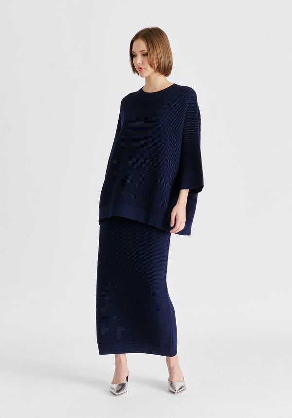 Paisie Mock Neck Cropped Sleeve Ribbed Jumper