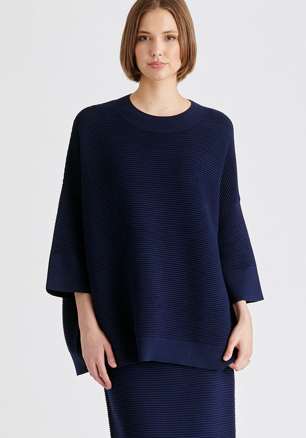 paisie Mock Neck Cropped Sleeve Ribbed Jumper