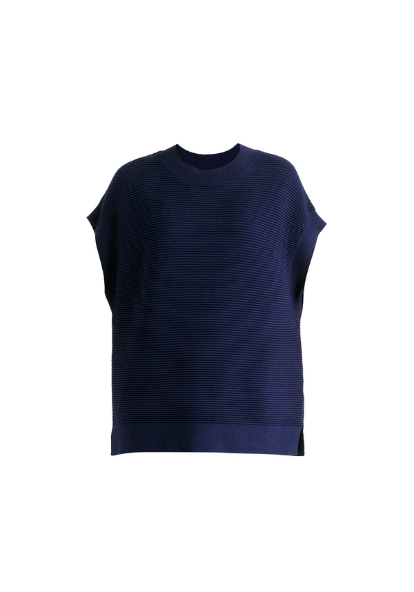 Paisie Mock Neck Sleeveless Ribbed Jumper