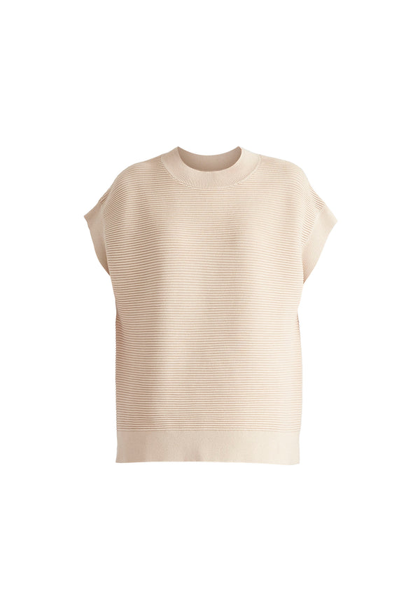 Paisie Mock Neck Sleeveless Ribbed Jumper