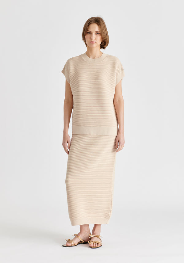 paisie Mock Neck Sleeveless Ribbed Jumper