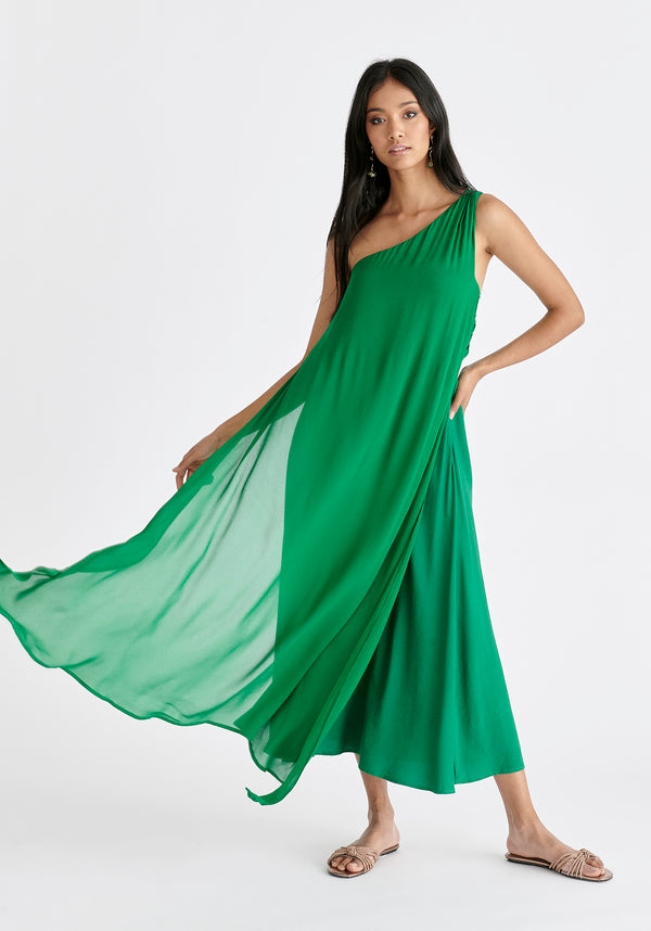 paisie One Shoulder Flowy Dress
