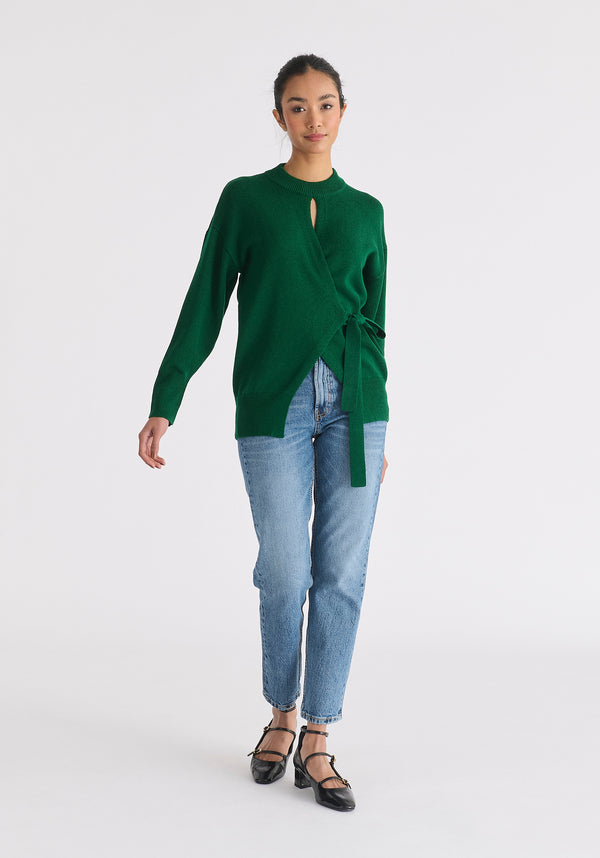 Paisie Open Front Mock Neck Wrap Jumper