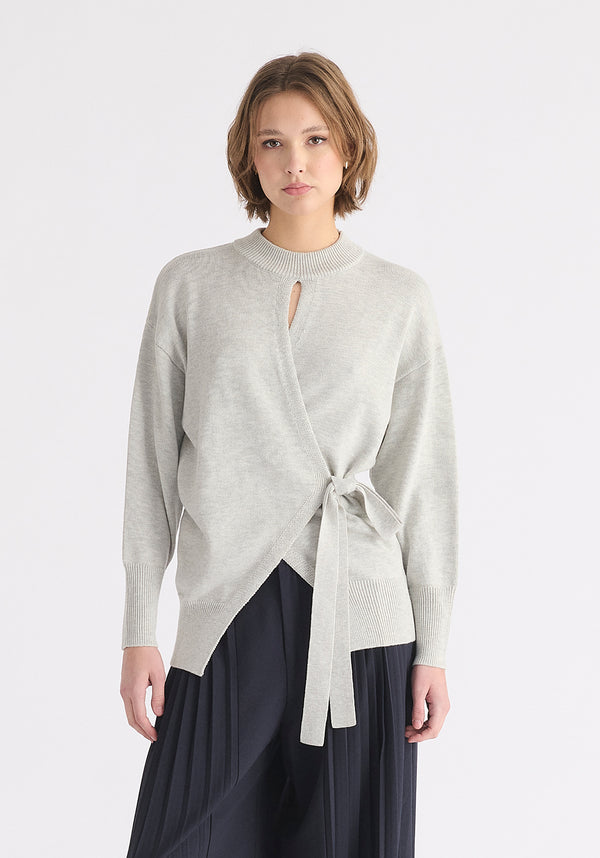 Paisie Open Front Mock Neck Wrap Jumper