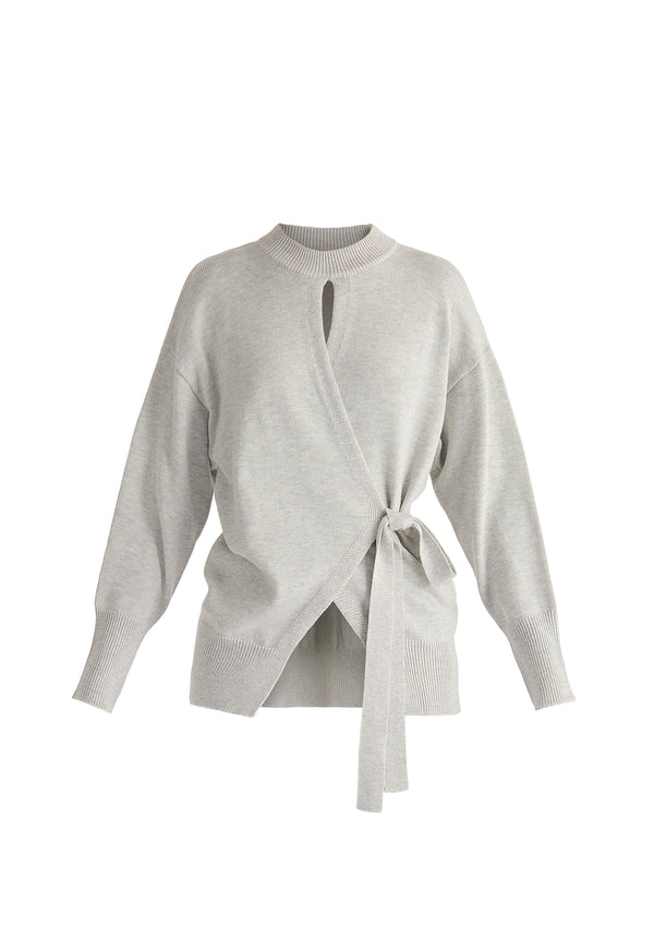 Paisie Open Front Mock Neck Wrap Jumper