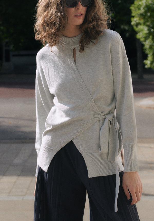 paisie Open Front Mock Neck Wrap Jumper