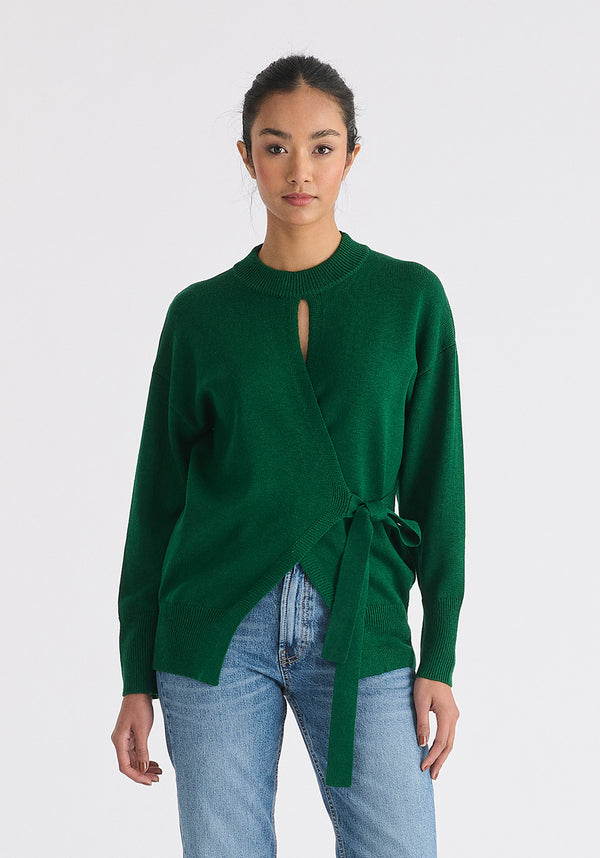 paisie Open Front Mock Neck Wrap Jumper