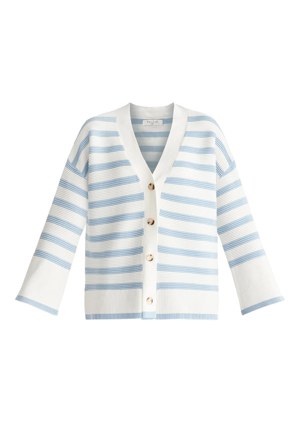 Paisie Paisie Striped Ribbed Cardigan