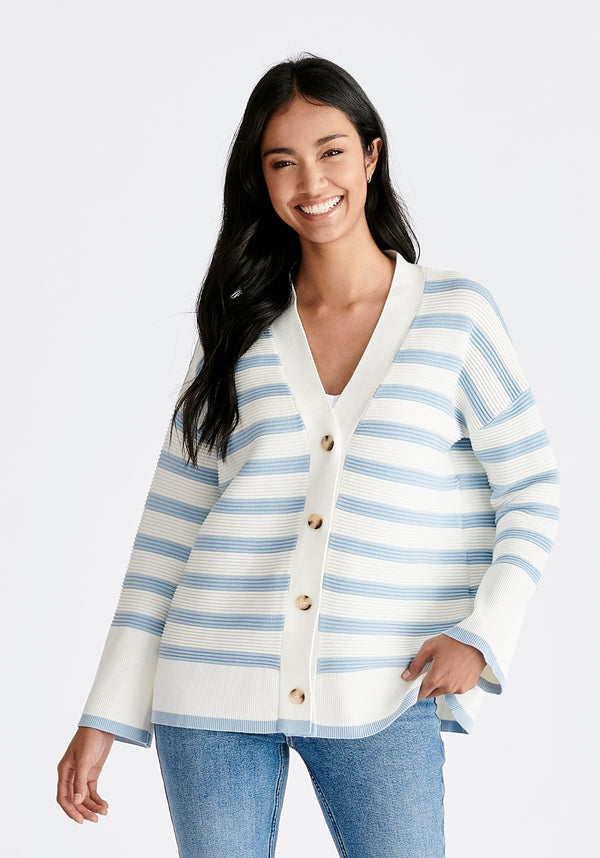 Paisie Paisie Striped Ribbed Cardigan