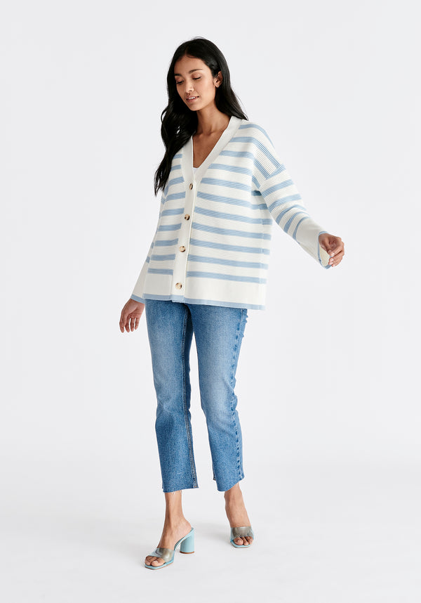 Paisie Paisie Striped Ribbed Cardigan