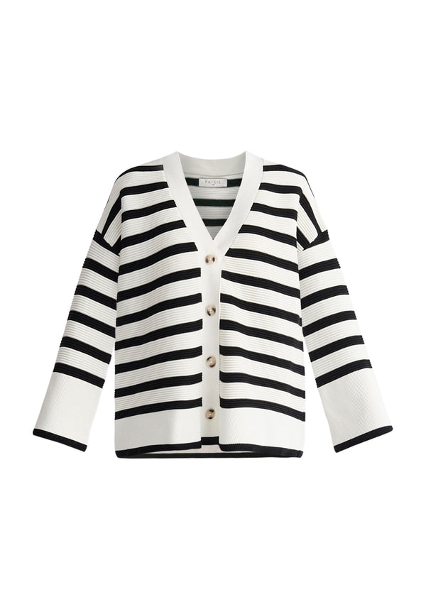Paisie Paisie Striped Ribbed Cardigan
