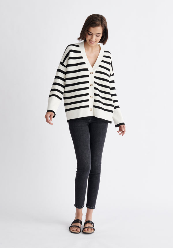 Paisie Paisie Striped Ribbed Cardigan