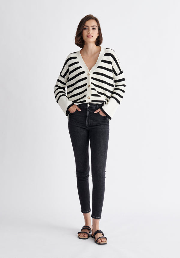paisie Paisie Striped Ribbed Cardigan