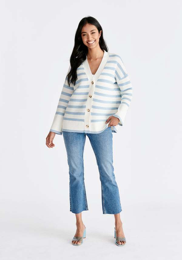 paisie Paisie Striped Ribbed Cardigan