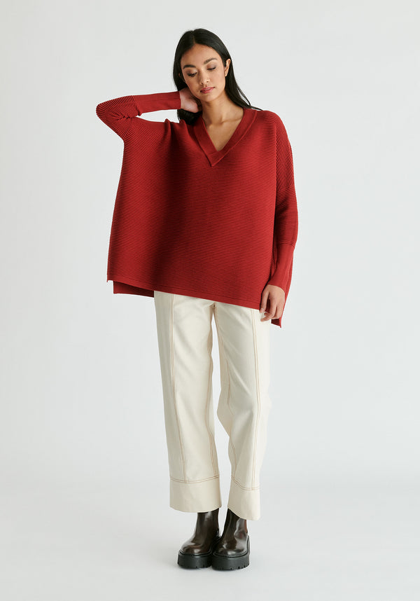 Paisie Paisie V-Neck Ribbed Jumper