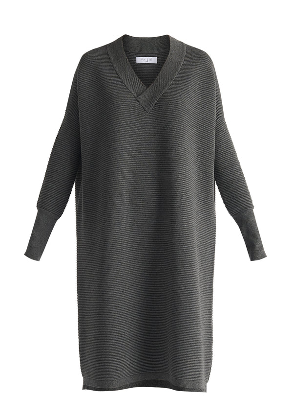 Paisie Paisie V-Neck Ribbed Jumper Dress