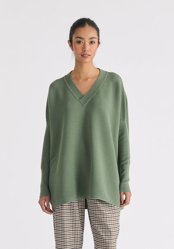 Paisie Paisie V-Neck Ribbed Jumper