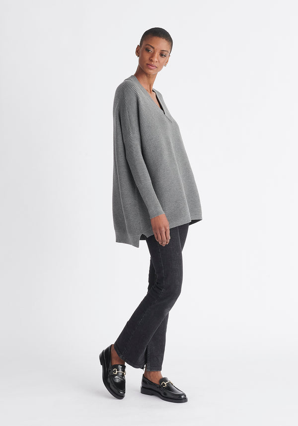 Paisie Paisie V-Neck Ribbed Jumper