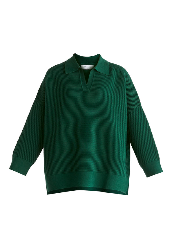 Paisie Polo Collar Ribbed Jumper