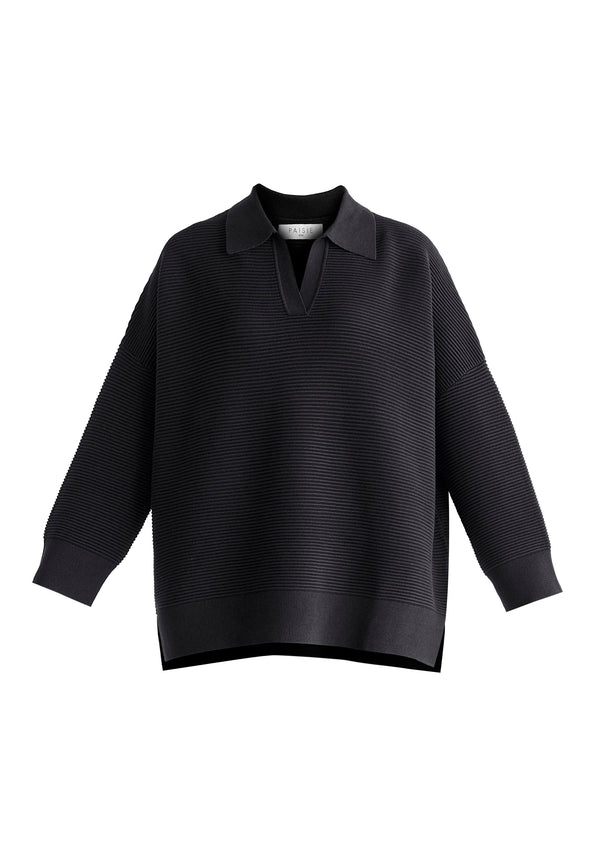Paisie Polo Collar Ribbed Jumper