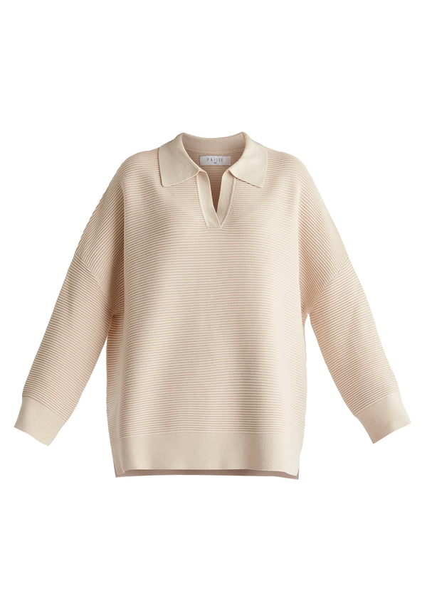 Paisie Polo Collar Ribbed Jumper