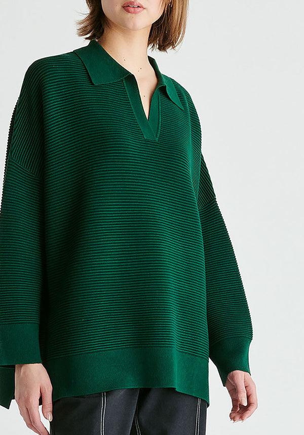 paisie Polo Collar Ribbed Jumper