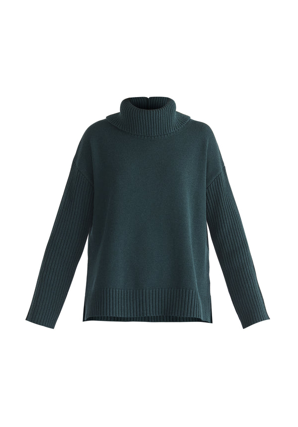 Paisie Polo Neck Jumper With Ribbed Details