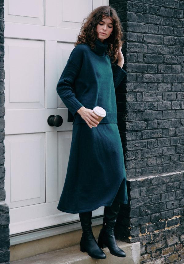 Paisie Polo Neck Jumper With Ribbed Details