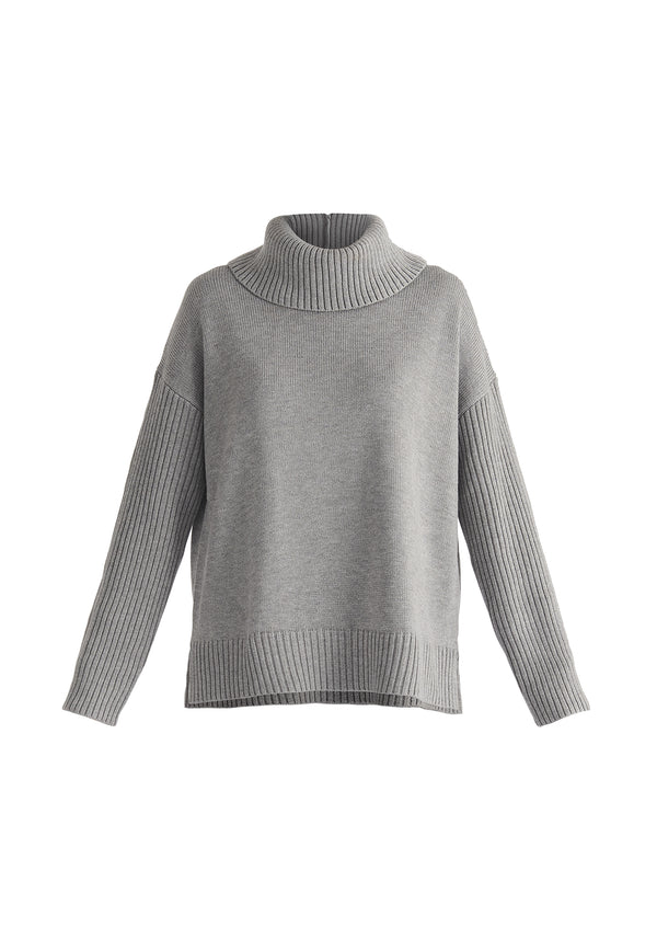 Paisie Polo Neck Jumper With Ribbed Details