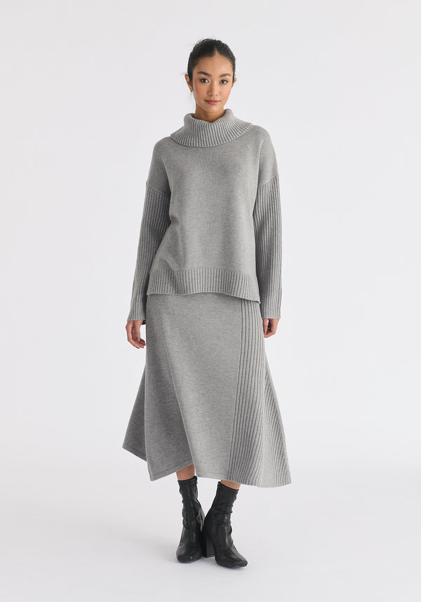 Paisie Polo Neck Jumper With Ribbed Details