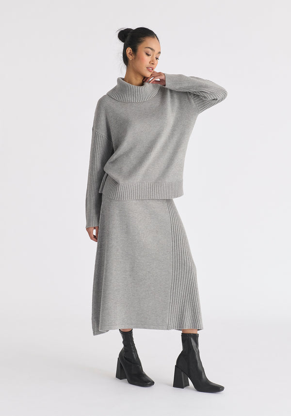 Paisie Polo Neck Jumper With Ribbed Details