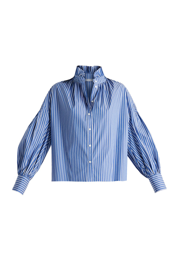 Paisie Puff Sleeve Shirt With Ruffled Collar