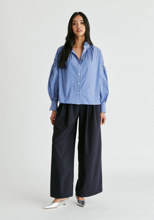 Paisie Puff Sleeve Shirt With Ruffled Collar