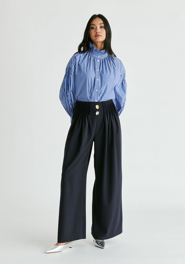 Paisie Puff Sleeve Shirt With Ruffled Collar