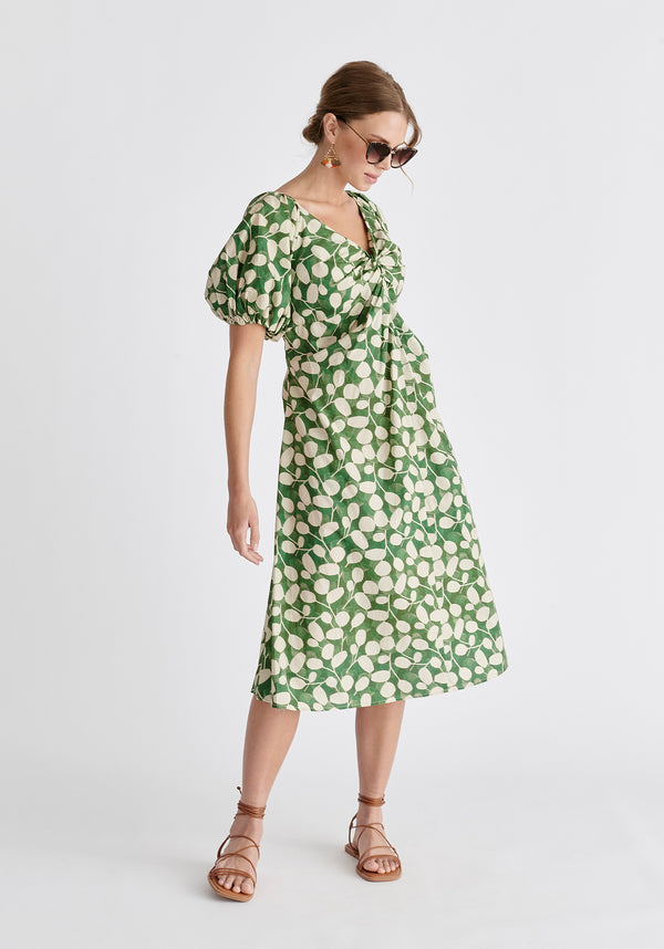 Paisie Puff Sleeve Twist Dress